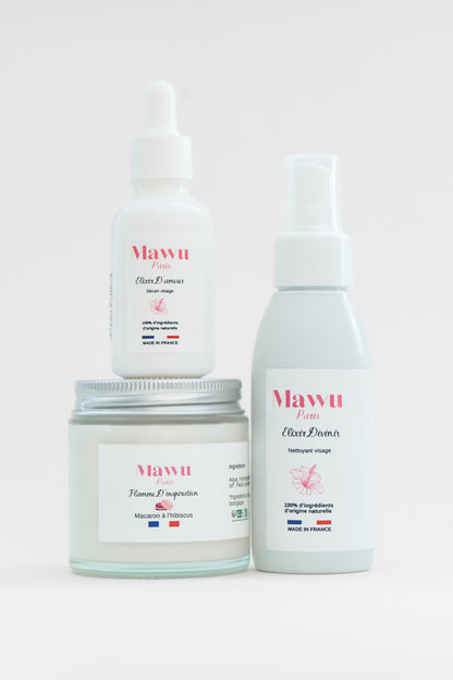 Grand Trio Divin: huile nettoyante - bougie - sérum nourrissant visage