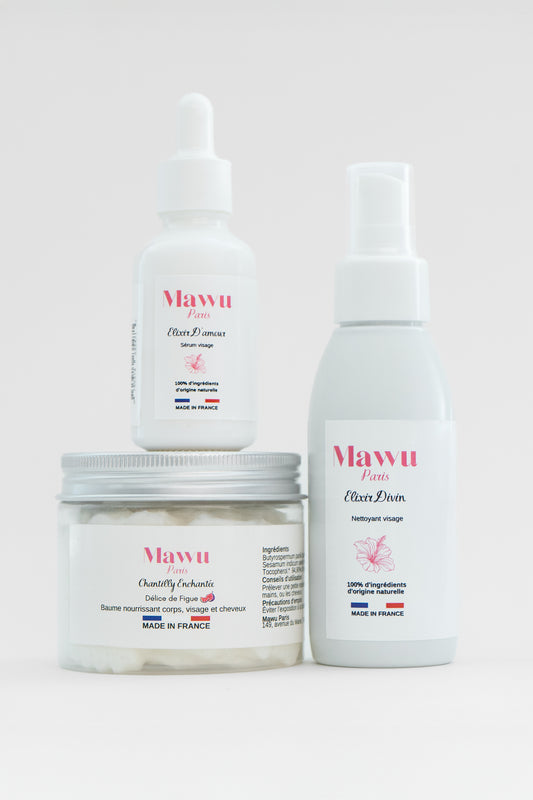 Grand Trio D'amour: huile nettoyante - sérum nourrissant visage - baume corps