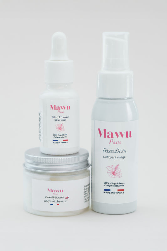 Petit Trio D'amour: huile nettoyante visage - sérum nourrissant visage - baume nourrissant