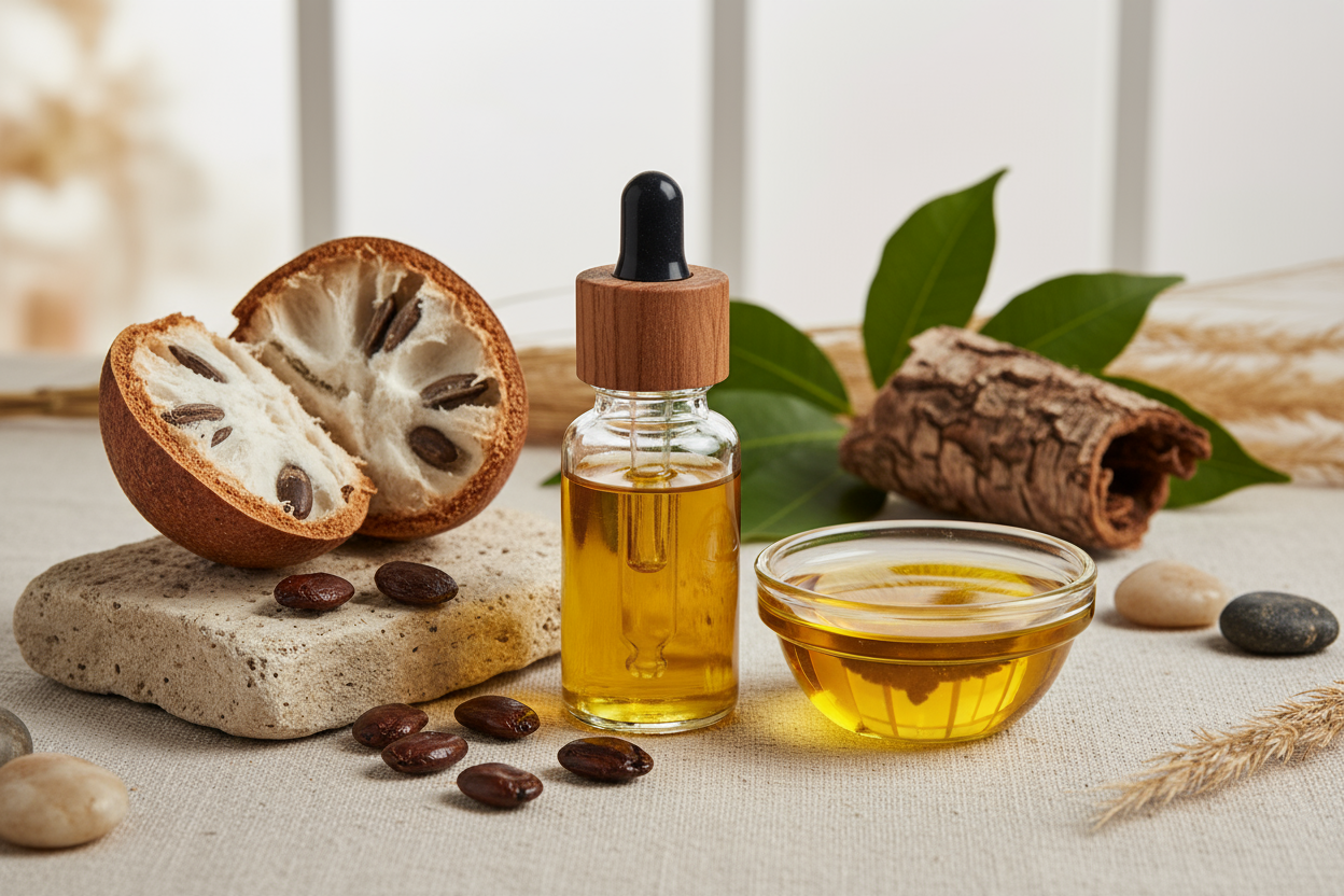 Chez Mawu Paris, l’huile de baobab révèle sa magie dans nos soins visage : l’Élixir Divin nettoie et hydrate délicatement, tandis que l’Élixir d’Amour illumine, protège et sublime la peau. Une alliance de douceur et de glamour pour honorer chaque déesse.